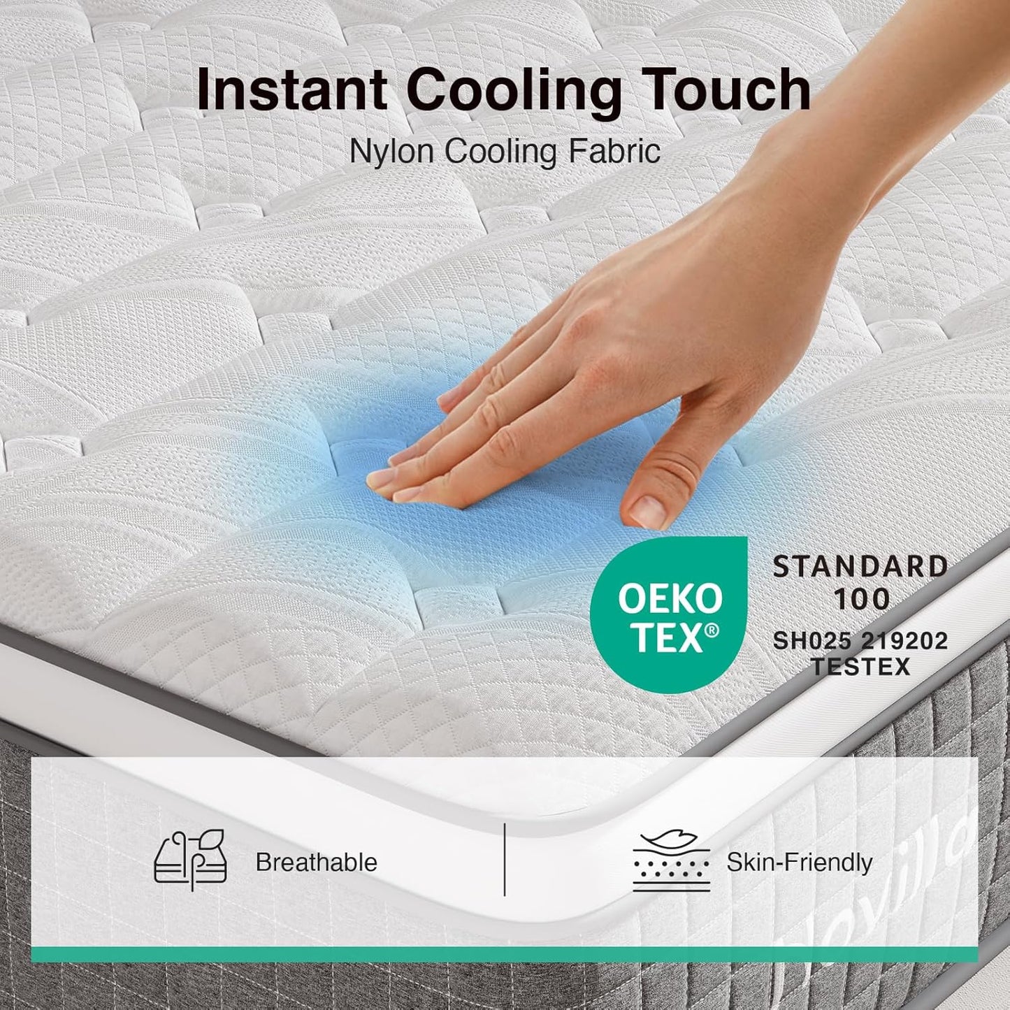 King Size Mattress 10 Inch,Hybrid Mattress King with Gel Memory Foam, Cool-Touch Nylon Cover & Pocketed Coils for Targeted Zones Support & Deep Restful Sleep Certipur-Us Certified