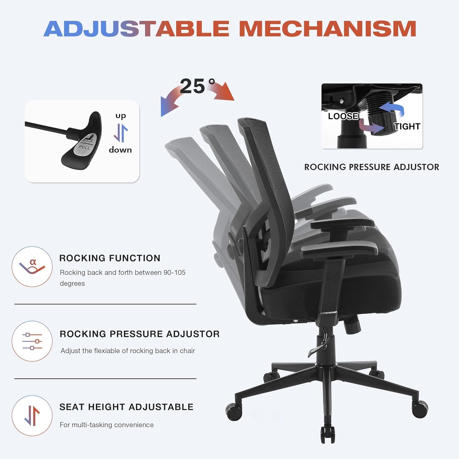 Big and Tall Office Chair 600Lbs with Lumbar Support for Eight Hour Daily Work Ergonomic Mesh Desk Chair Widen 3D Cushion for Reading, Gaming