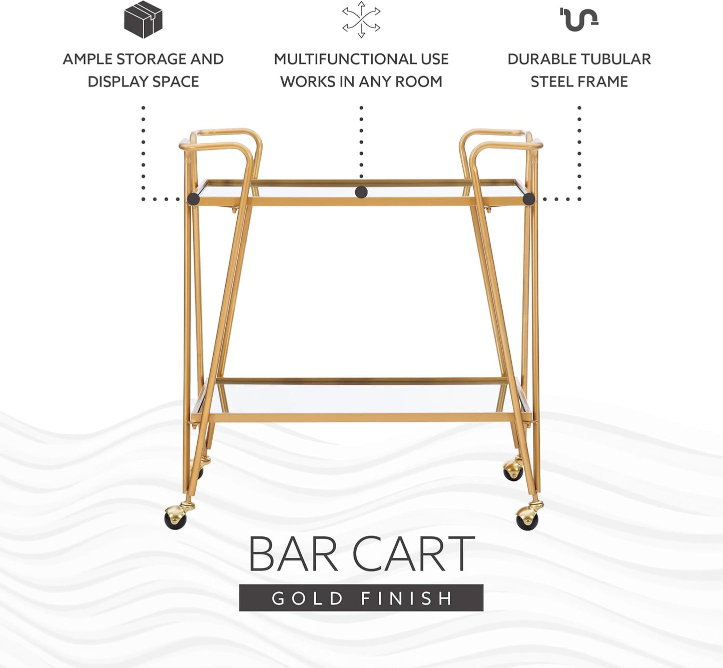 Gina Mid-Century Bar Cart, Gold