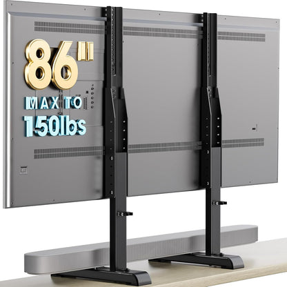 Table Top TV Stand with Height Adjustable TV Legs Replacement for Most 37-86 Inch Flat Curved Tvs,Steel TV Base Feet Holds up to 150 Lbs with Cable Management, Max VESA 800X600Mm Black