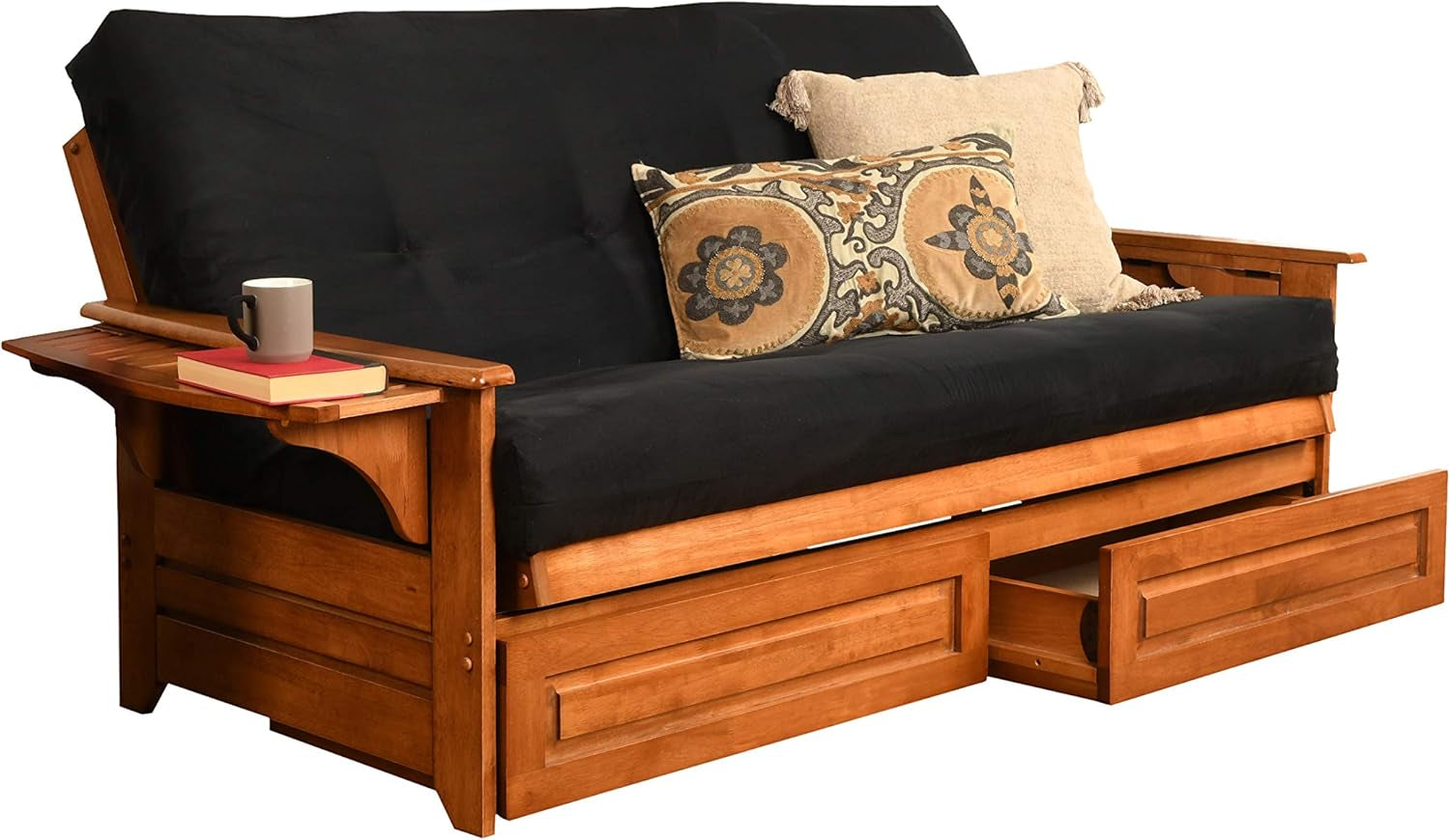 Phoenix Futon, Full, Suede Black