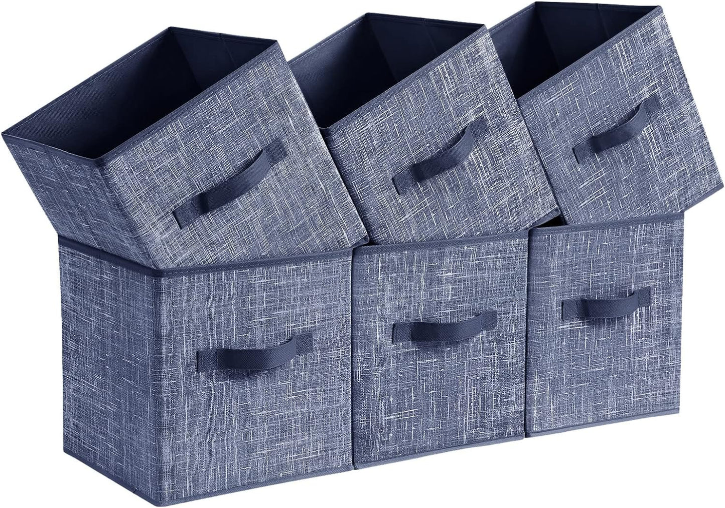 Storage Cubes, 13-Inch Non-Woven Fabric Bins with Double Handles, Set of 6, Closet Organizers for Shelves, Foldable, for Clothes, Cattail Gray UROB033G01