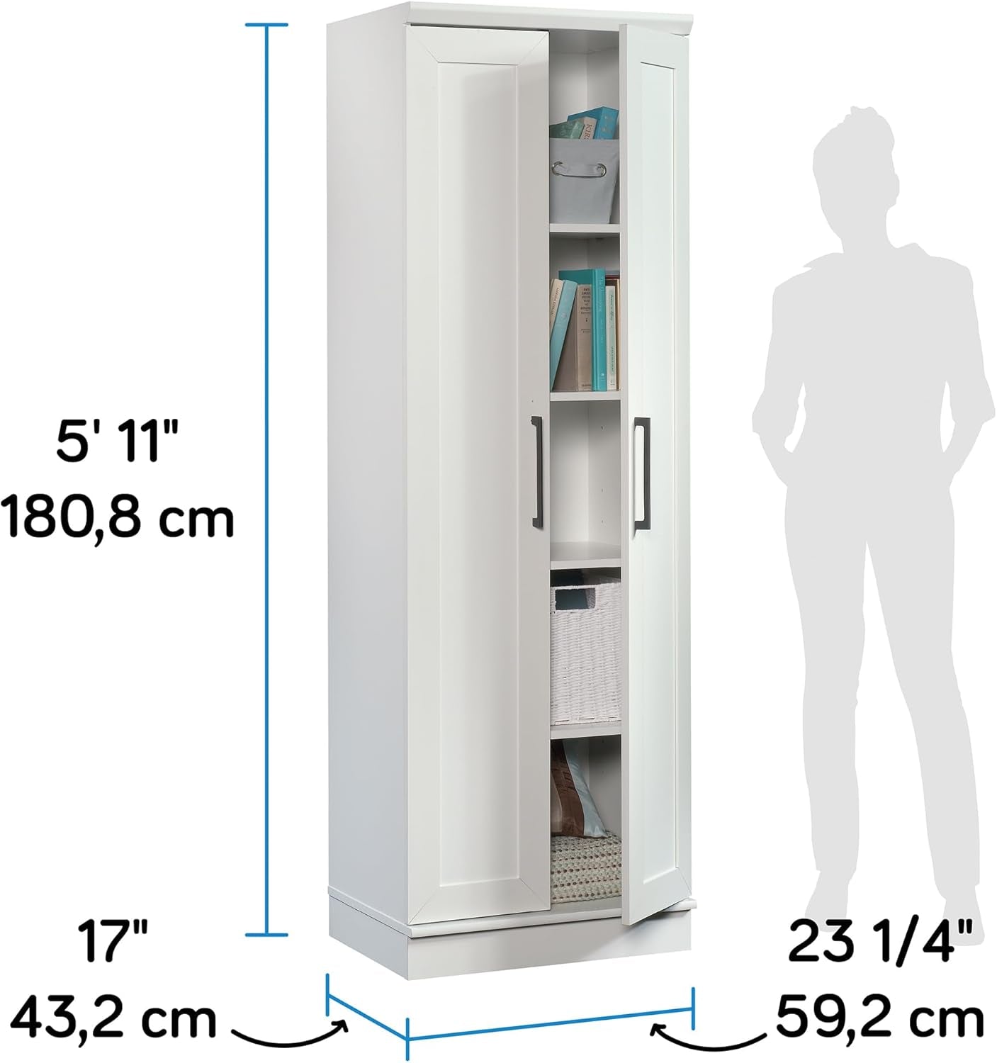 Homeplus Storage Cabinet/ Pantry Cabinets, Soft White Finish
