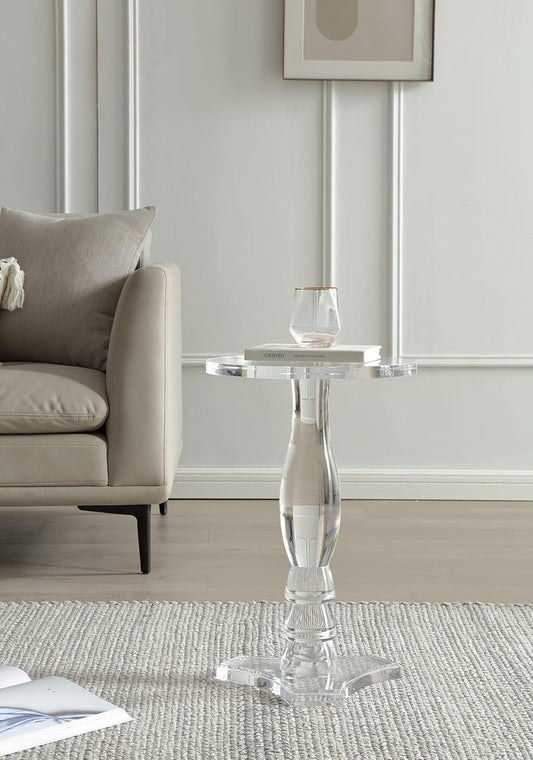 Clear Acrylic Small End Table,Drink Table,For Office, Living Room and Bedroom, 12X12 Inch，20 Inch High