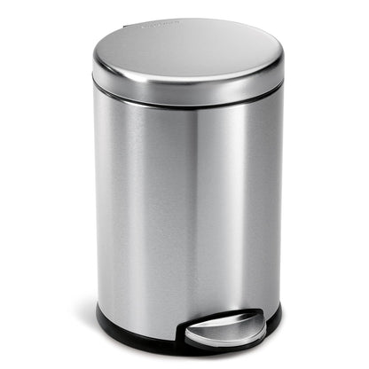 4.5 Liter / 1.2 Gallon round Bathroom Step Trash Can, Brushed Stainless Steel