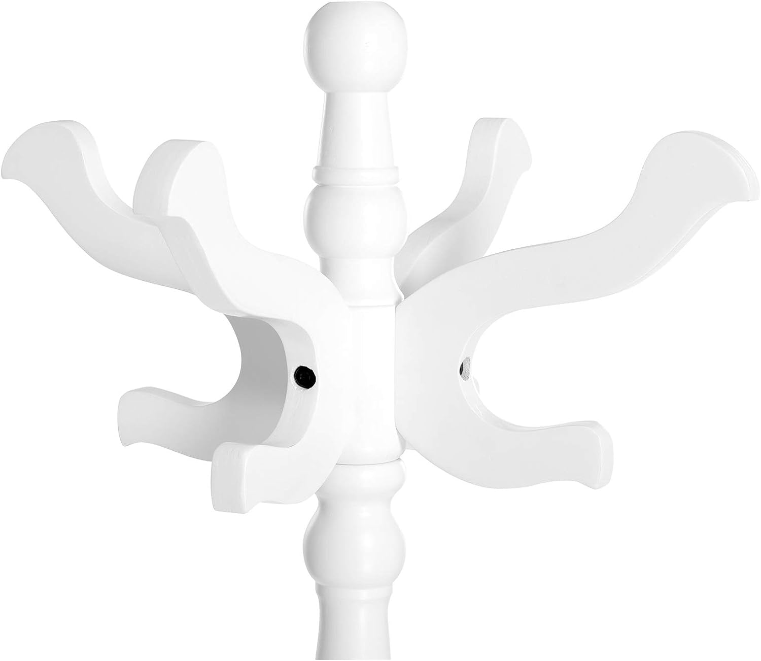 Coat Stand, Solid Wood Freestanding Coat Rack with 11 Hooks, Hall Tree for Bags, Purses, Hats, for Entryway, Hallway, Rubberwood, White URCR005W02