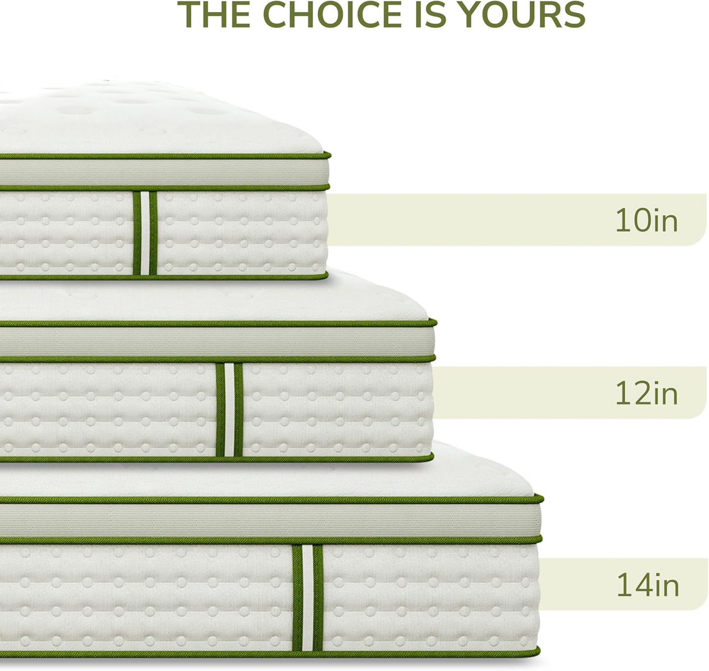 King Mattress 14 Inch Hybrid Memory Foam Mattress in a Box with Individual Pocket Innerspring for Motion Isolation & Pressure Relief, Edge Support, Medium Firm