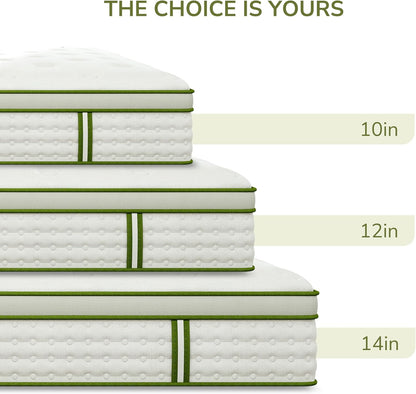 King Mattress 14 Inch Hybrid Memory Foam Mattress in a Box with Individual Pocket Innerspring for Motion Isolation & Pressure Relief, Edge Support, Medium Firm