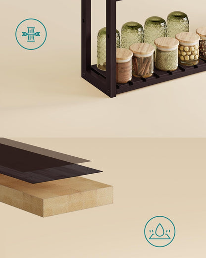 Bamboo Bathroom Shelf, 3-Tier Adjustable Plants Rack, Wall-Mounted or Stand, in the Living Room, Balcony, Kitchen, 5.9 X 23.6 X 21.3 Inches, Brown