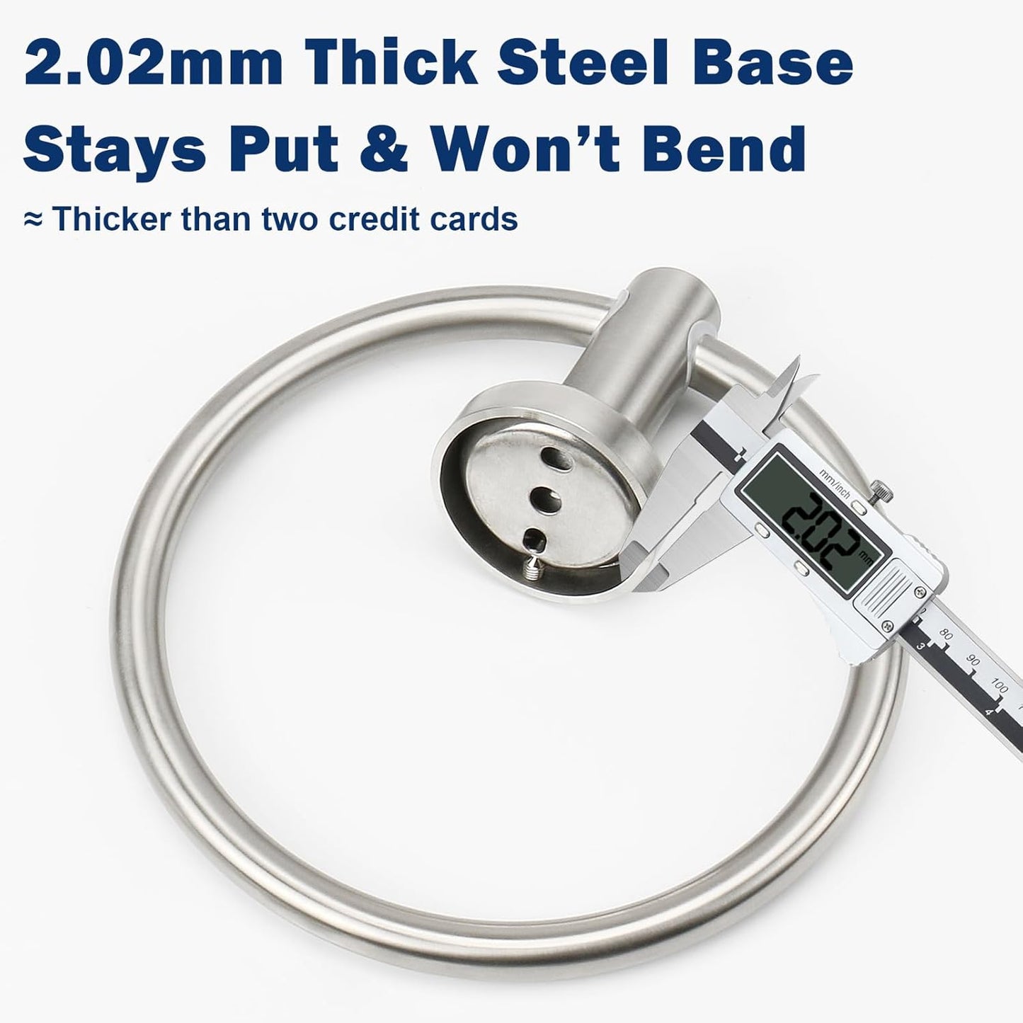Bath Towel Ring, Bathroom Hardware Accessories-Thicken Stainless Steel Hand Towel Holder for Bathroom, Modern round Towel Hanger Wall Mounted (Brushed Nickel, 1 Pack)