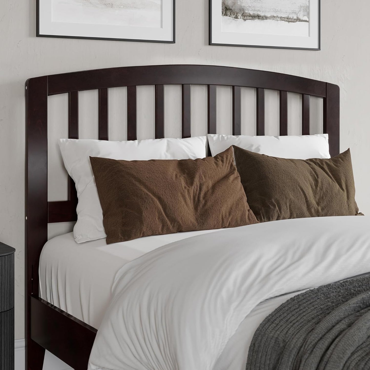 , Richmond Slatted Full Solid Wood Headboard, Walnut