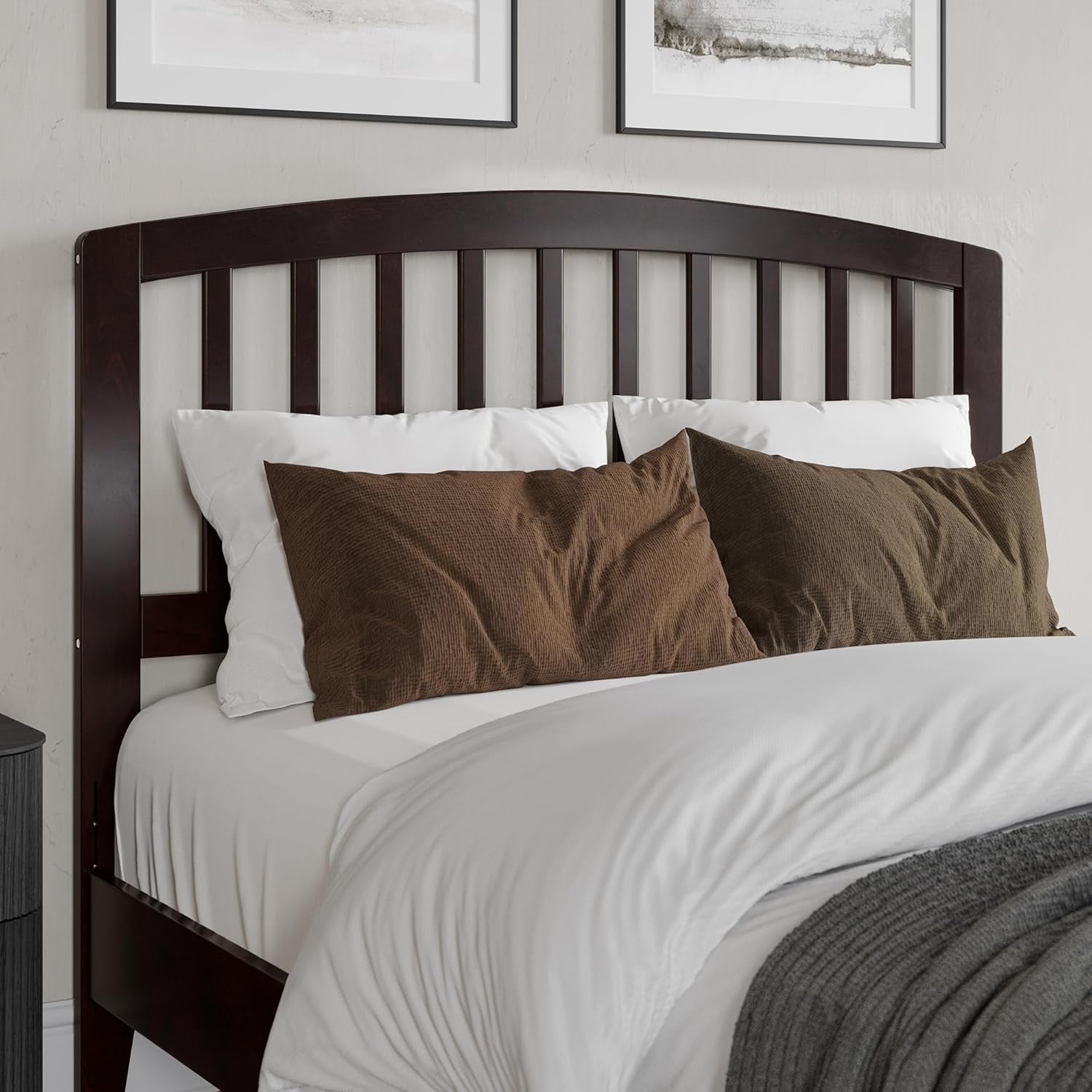 , Richmond Slatted Full Solid Wood Headboard, Walnut