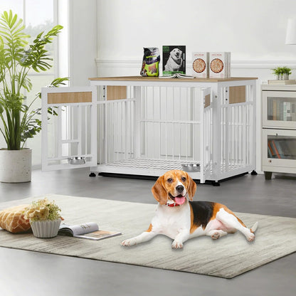 Heavy Duty Dog Crate Furniture for Large Dogs, Decorative Pet House End Table, 42.9 Inch Large Wooden Cage Kennel Furniture Indoor for Medium Dog