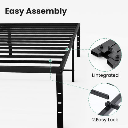 Full Size 18 Inch Platform Bed Frame, Heavy Duty Metal Foundation Frame, Noise-Free Sturdy Steel Slats, Underbed Storage, No Box Spring Needed, Quick Setup