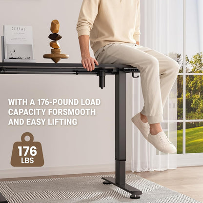 47.2" Standing Desk, Adjustable Height Office Desk with Wood Desktop, Computer Table for Home Work, Study and Gaming, Small Spaces, Modern Furniture, Black