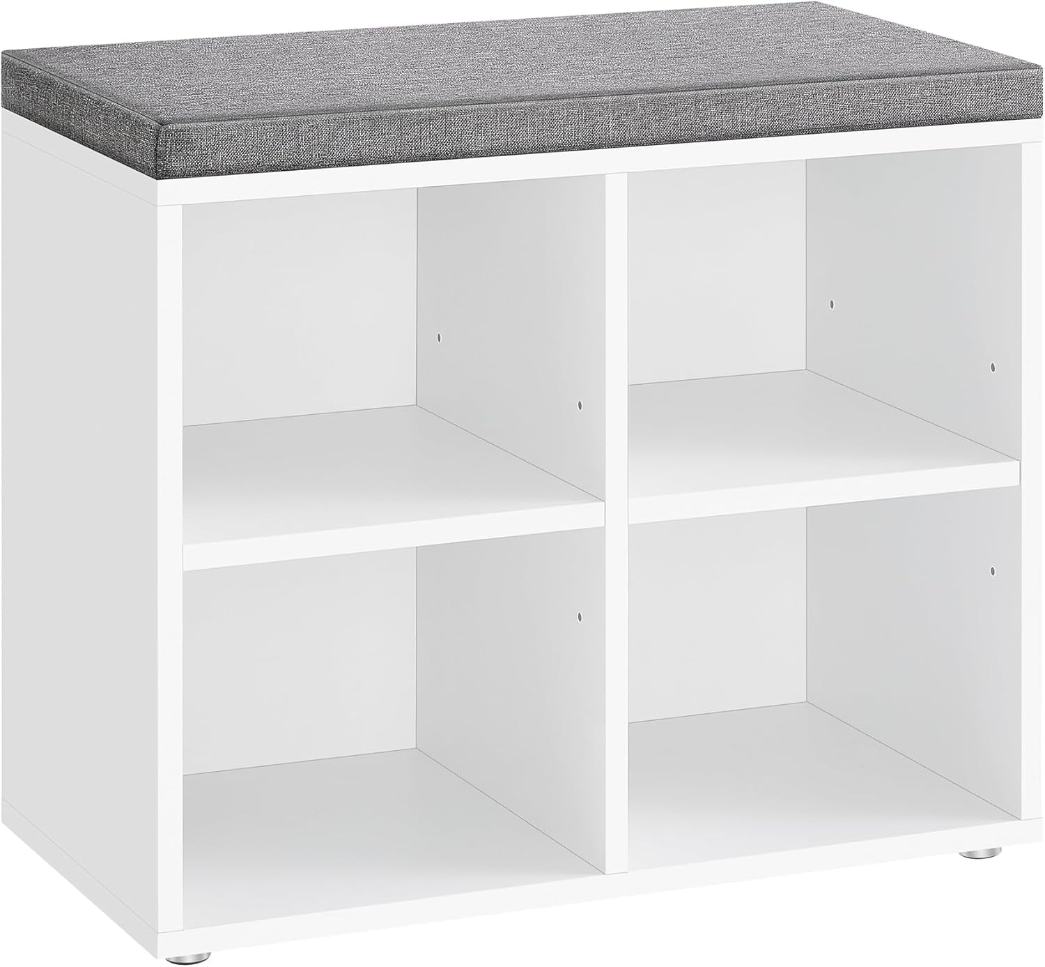 Shoe Bench with Cushion, Shoe Storage Bench with 4 Compartments and 2 Adjustable Shelves, Entryway Bench with Padded Seat, for Bedroom, Closet, Living Room, Cloud White ULHS234W01