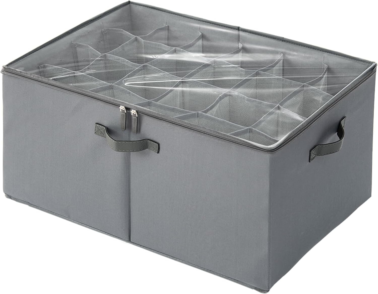 16-Cell Shoe Organizer for Closet (2-Pack) | Large Collapsible Fabric Cube Storage Boxes with Clear Cover | Fits up to 16-32 Pairs Sandals/Sneakers | Space-Saving for Bedroom & Small Spaces