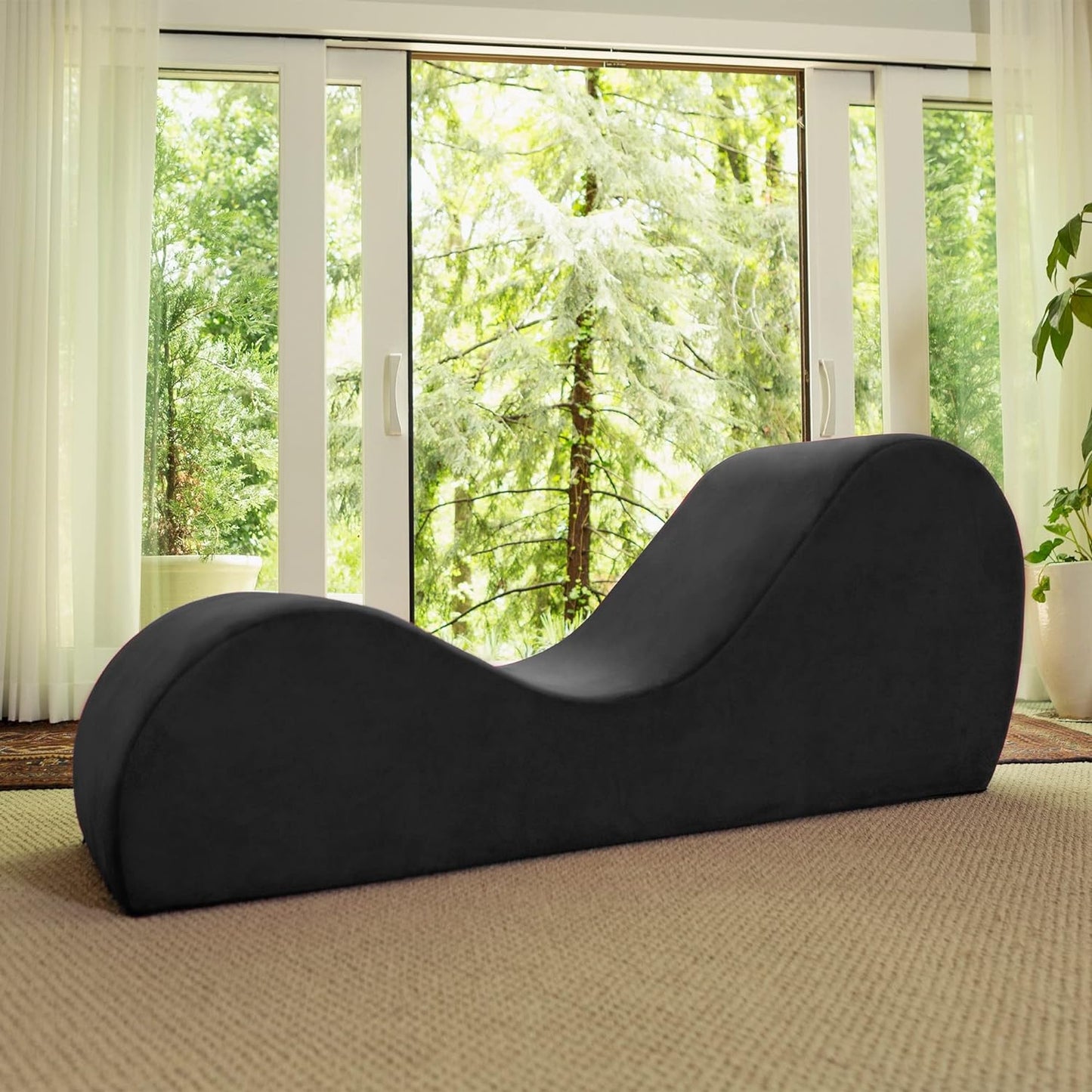 Sleek Chaise Lounge for Yoga - Made in the USA - Great for Stretching, Relaxation, Exercise & More, 60D X 18W X 26H Inch, Black