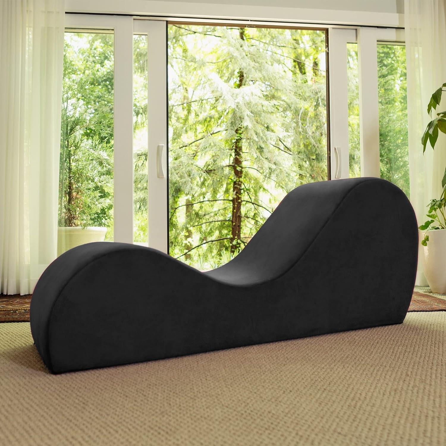 Sleek Chaise Lounge for Yoga - Made in the USA - Great for Stretching, Relaxation, Exercise & More, 60D X 18W X 26H Inch, Black