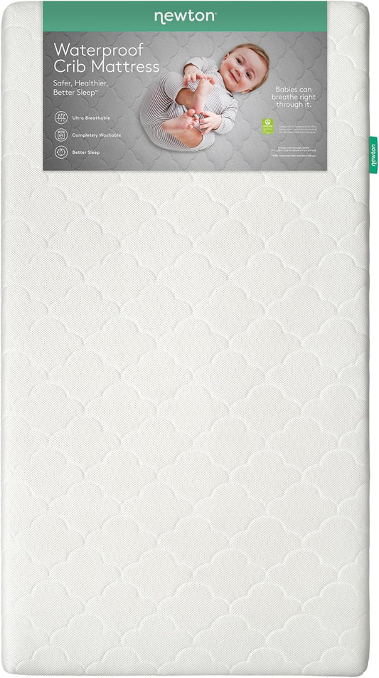 Waterproof Crib Mattress and Toddler Bed - Ultra-Breathable Proven to Reduce Suffocation Risk, Washable Core & Cover, All-Stages, Infant to Toddler, Deluxe 5.5" Thick - White