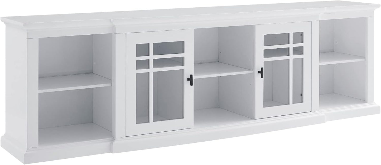 Bardot Classic Glass-Front 2-Door Storage Stand for Tvs up to 88 Inches, 80 Inch, White