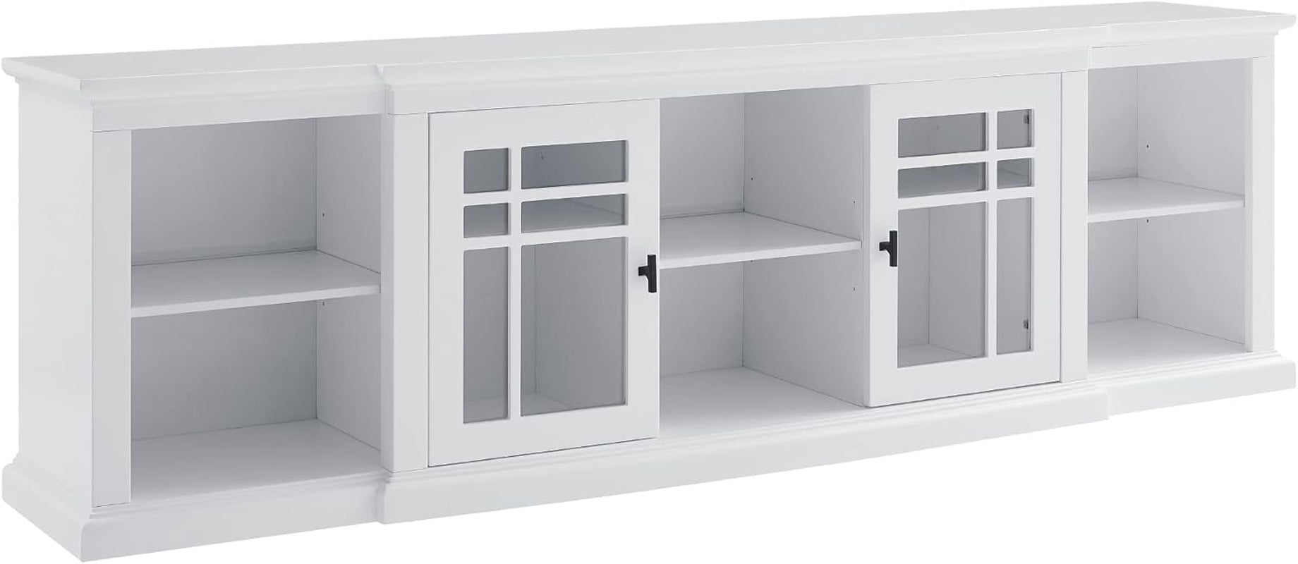 Bardot Classic Glass-Front 2-Door Storage Stand for Tvs up to 88 Inches, 80 Inch, White