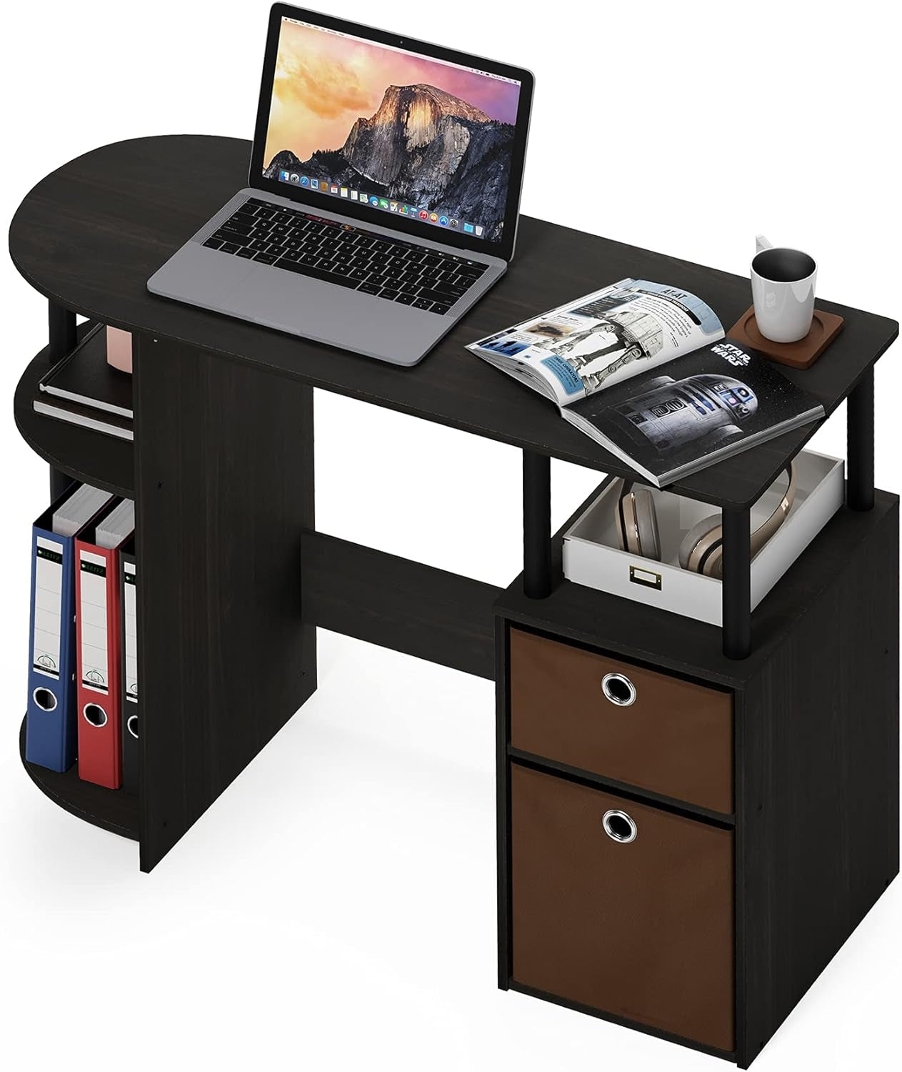 Jaya Computer Study Desk with Bin, Brown