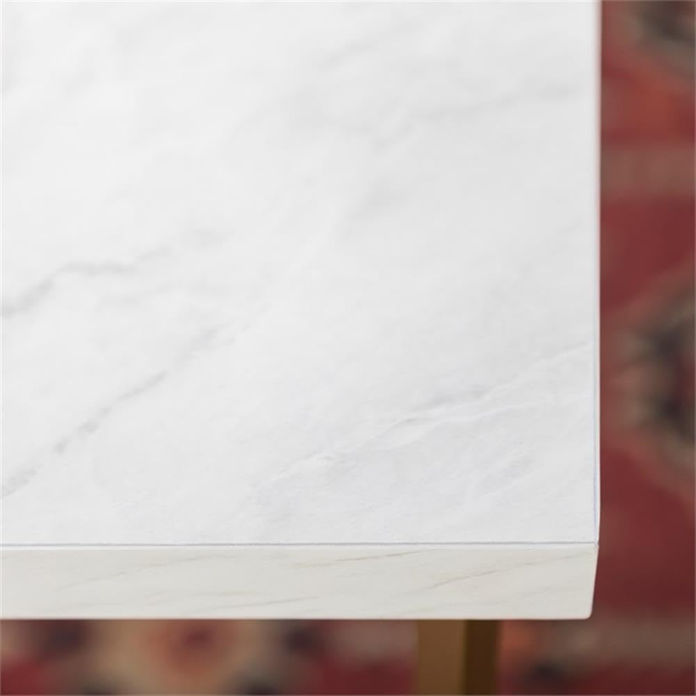 Mid Century Modern Marble Gold Rectangle Coffee Table Living Room Accent Ottoman Storage Shelf, 42 Inch, Marble and Gold