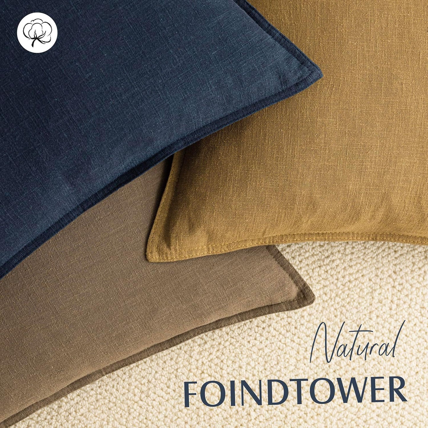 Pack of 2, Decorative Linen Soild Throw Pillow Covers Soft Accent Cushion Case Boho Farmhouse Neutral Pillowcase for Chair Couch Sofa Bedroom Living Room Home Decor 20 X 20 Inch Light Brown