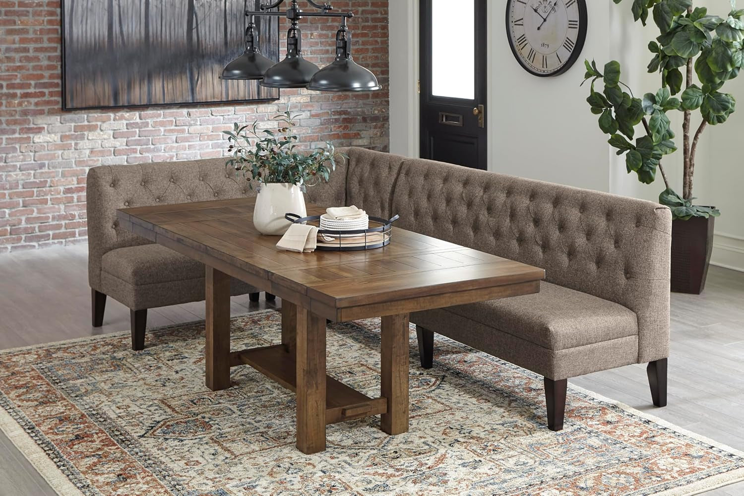 Moriville Farmhouse 36” X 30” Dining Extension Table, Seats up to 8, Brown