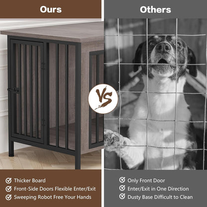 Dog Crate Furniture for 1 or 2 Dogs, Heavy Duty Single/Double Dog Crates for Small/Medium/Large Dogs, Dog Kennel Furniture Indoor as TV Stand, Medium Size 31.5" L(20-35 Pounds), Oak Grey