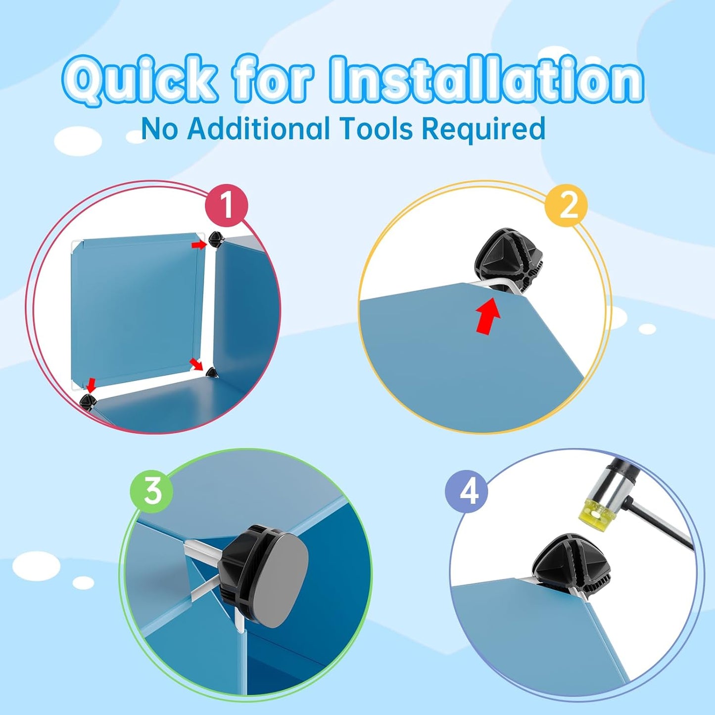 Kids Closet,Baby Wardrobe Closet with Door,Cute Portable Armoire Dresser,Clothes Hanging Storage Rack for Boy Bedroom,Blue,12 Cube(14X14Inch)