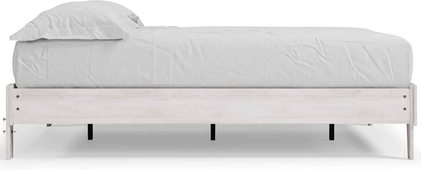 Shawburn Modern Farmhouse Platform Bed, Queen, Whitewash