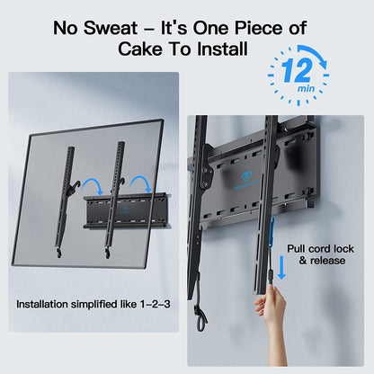 Tilting TV Wall Mount Bracket Low Profile for Most 23-60 Inch LED LCD OLED, Plasma Flat Screen Tvs with VESA 400X400Mm Weight up to 115Lbs, Fits 16" Wood Stud