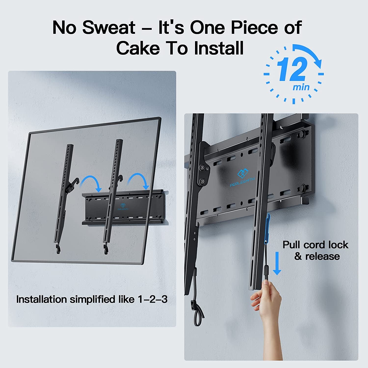 Tilting TV Wall Mount Bracket Low Profile for Most 23-60 Inch LED LCD OLED, Plasma Flat Screen Tvs with VESA 400X400Mm Weight up to 115Lbs, Fits 16" Wood Stud