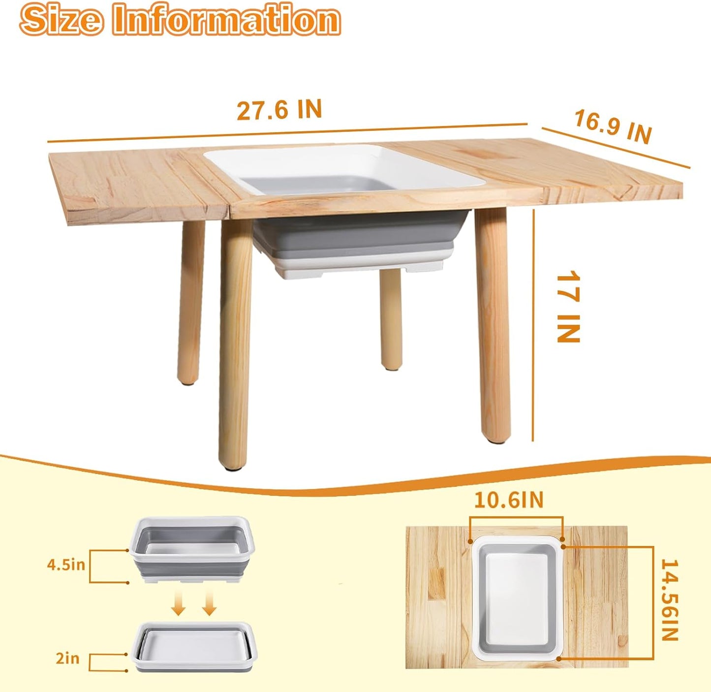Wooden Sensory Table for Toddlers 1-3, with a Flip-Adjustable Desktop, Kids Table with Storage Bins, a Festive Gift Suitable for Both Boys and Girls