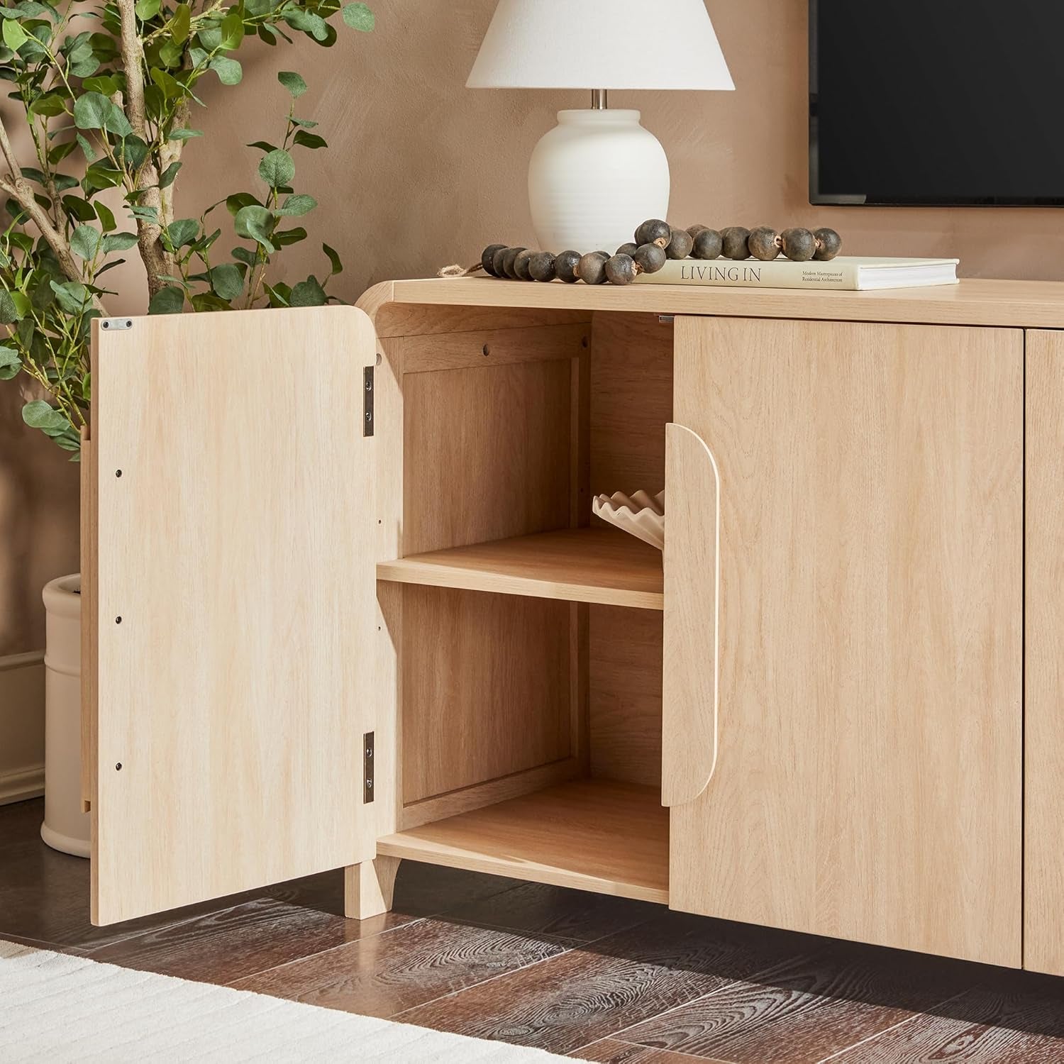 Chantelle Sideboard TV Stand with Storage, 70", Coastal Oak