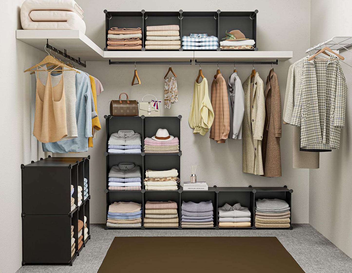 6-Cube Storage Organizer, Closet Organizer Storage Cabinet Shelf Bookcase Bookshelf with Metal Hammer, Storage Cubes Organizer Cabinet for Kids, Closet, Bedroom, Bathroom(11.8X11.8X11.8 Inch)Black