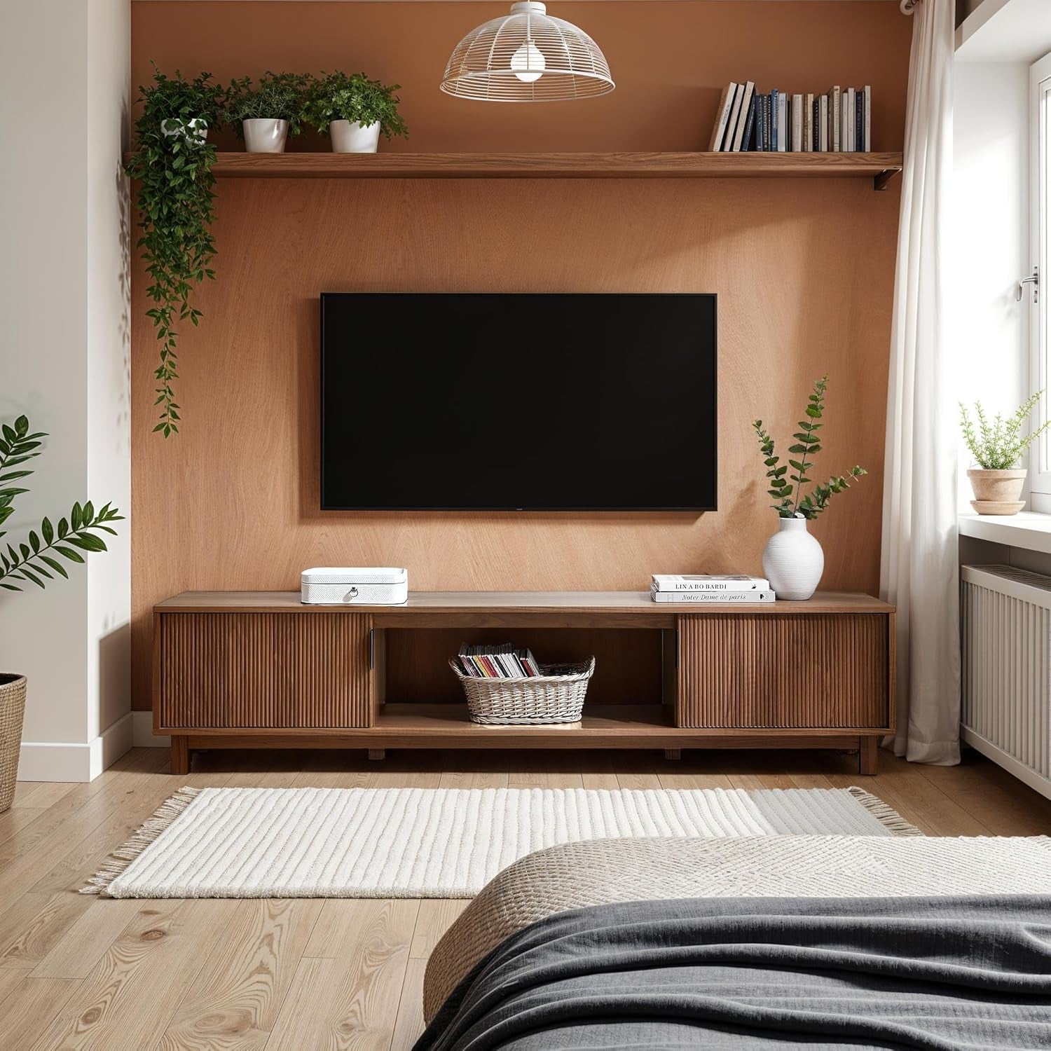 Arundo Fluted TV Stand for Tvs up to 80 Inches, 70" TV Stand, Mocha