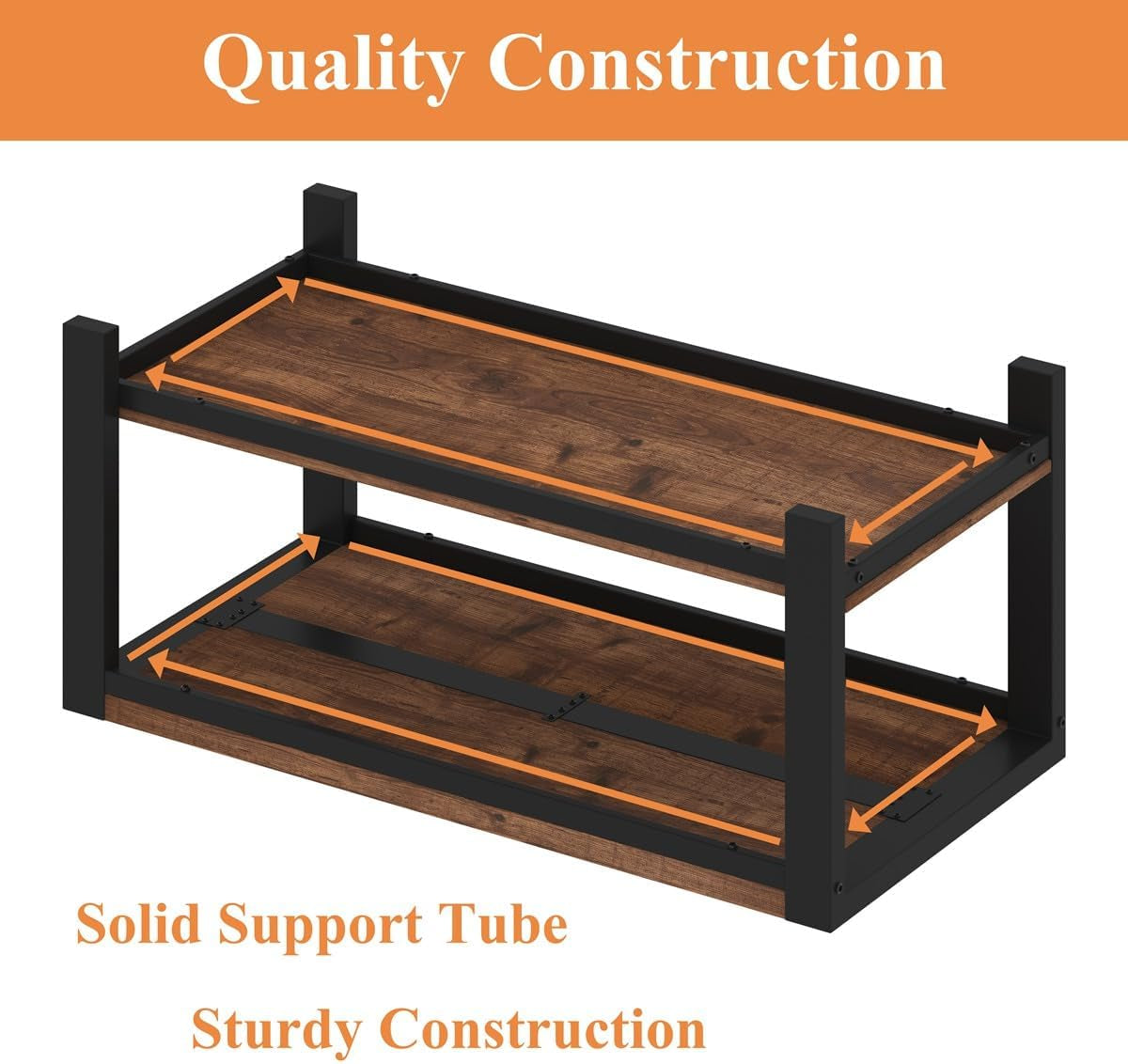 Coffee Table for Living Room, Industrial Wood and Metal Living Room Tables, Farmhouse Rectangular Center Table (Rustic Oak, 43 Inch)