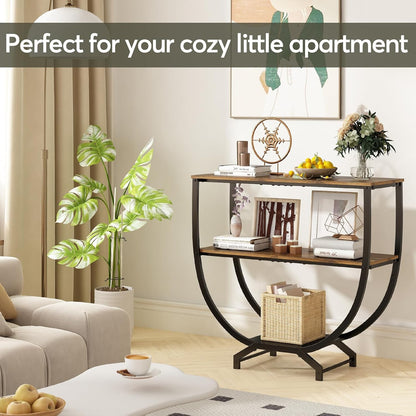 3 Tier Console Tables, 30" Height Entryway Table, Sofa Table behind Couch, Industrial Entryway Furniture Entry Way TV Stand with Storage for Living Room, Hallway, Entrance, Rustic Brown