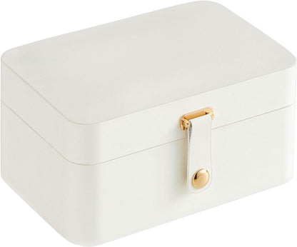 Jewelry Organizer Box, Travel Jewelry Case, 2-Layer Travel Case for Earrings, Necklaces, Bracelets - Portable Jewelry Storage with Large Capacity, Gift Idea, Cloud White UJBC166W01