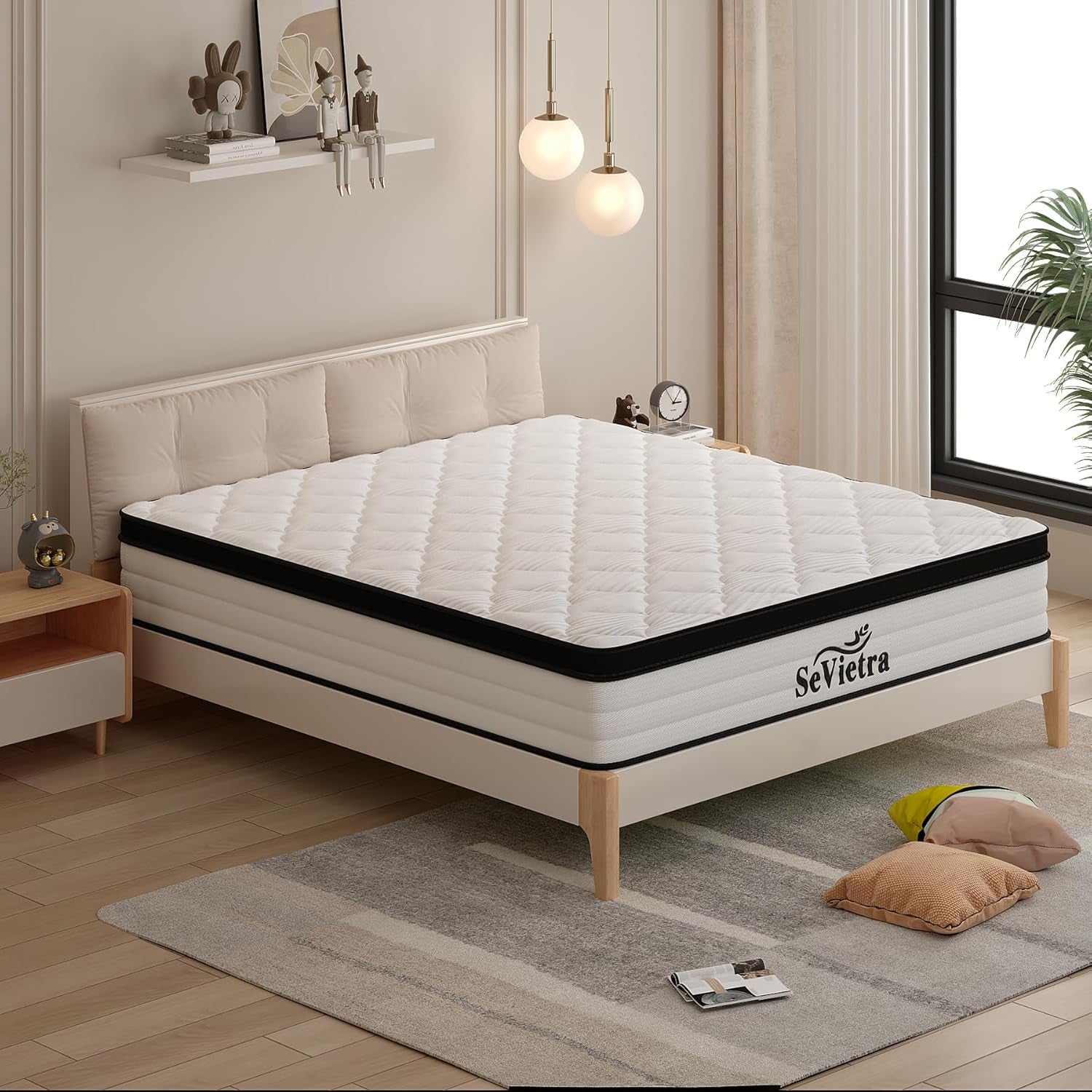 Queen Mattress, Mattress Queen Size 12 Inch in a Box, Medium Firm Feel, Memory Foam, Individual Pocket Springs, Fiberglass Free Bed Matress, Comfort Layer for Pressure