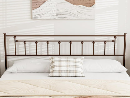 Metal King Size Headboard, Victorian Farmhouse Style Headboard, Easy Assembly, Steel King Headboard Only for Bedroom - Brown