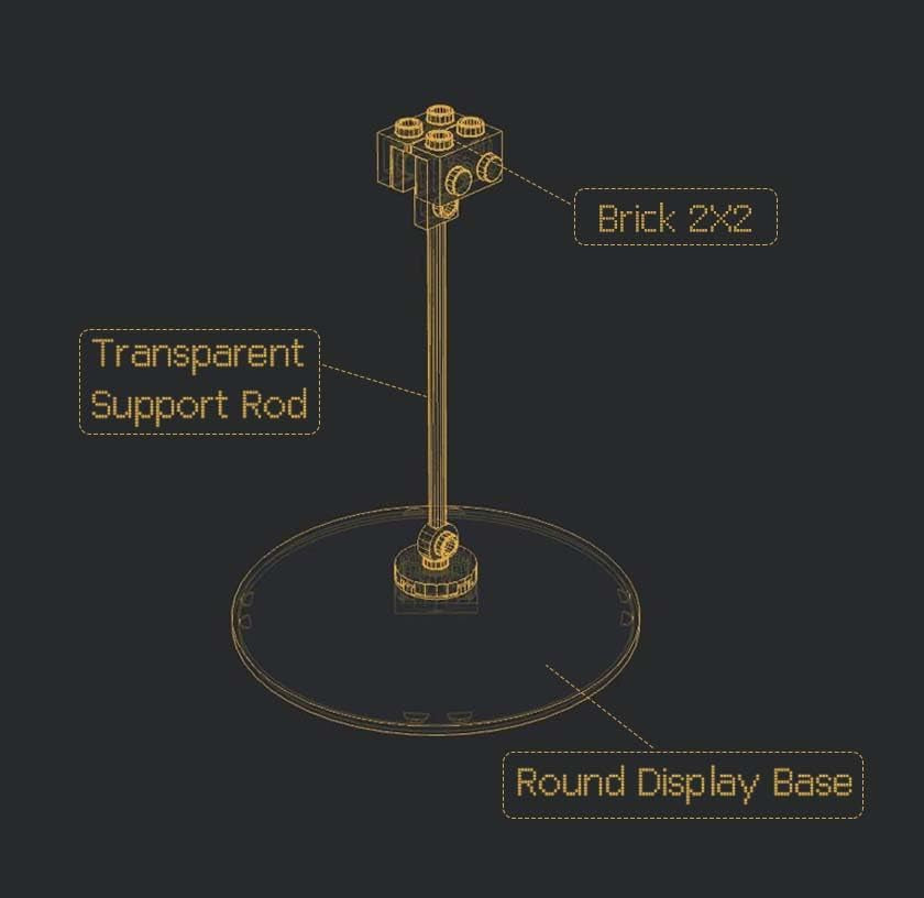 Y-Wing Microfighter Display Stand -4-Pack No-Assembly, Transparent Riser with 2X2 Brick Connection, Upgraded Wide Base, Compatible with LEGO Star-Wars N-1 Starfighter Microfighter 75363,75344