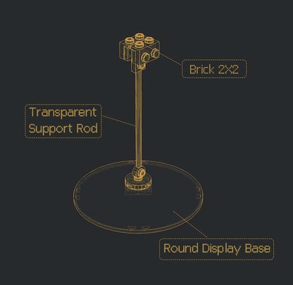 Y-Wing Microfighter Display Stand -4-Pack No-Assembly, Transparent Riser with 2X2 Brick Connection, Upgraded Wide Base, Compatible with LEGO Star-Wars N-1 Starfighter Microfighter 75363,75344