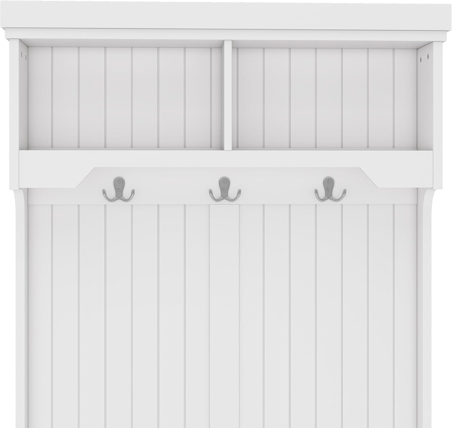 Hall Tree with Bench and Shoe Storage Shelf, Wood Hall Tree with 3 Hooks/Mudroom Bench with Storage and Hooks, Wood Hall Trees for Entryway, Hallway, Living Room, White