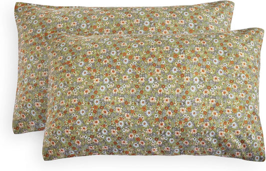 - Floral Pillow Cases, Cute Vintage Flower Shabby Chic Coquette Cottagecore Aesthetic, Set of 2 Soft Pillowcases Pillow Shams Covers, Olive Green, King Size 20X36 Inches