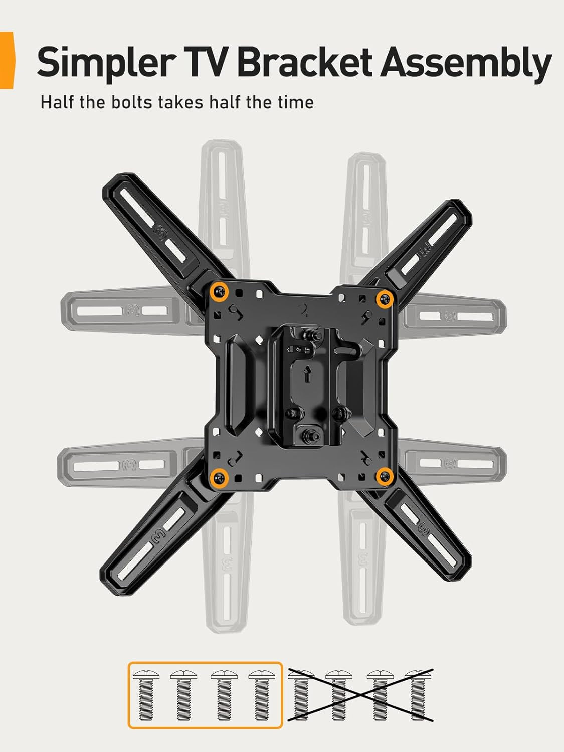 Full Motion TV Mount for Most 26–65 Inch Flat or Curved Tvs up to 82 Lbs, Wall Mount TV Bracket with Articulating Arms, Tool-Free Tilt, Swivel, Extension, Max VESA 400X400Mm, PGMF3