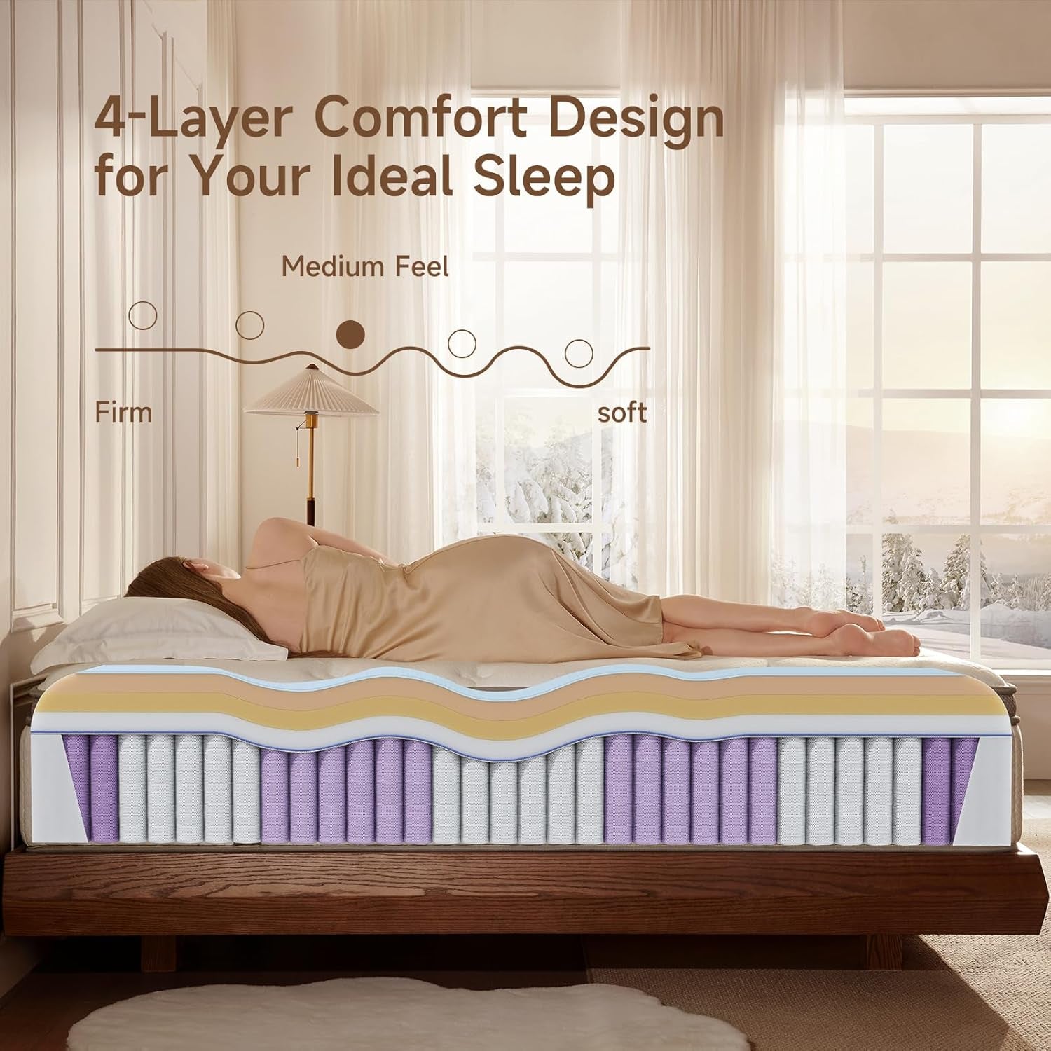 Queen Mattress, 12 Inch Queen Size Cool Memory Foam Mattresses for Pressure Relief, Medium Firm Hybrid Mattress in a Box, Certipur-Us Certified